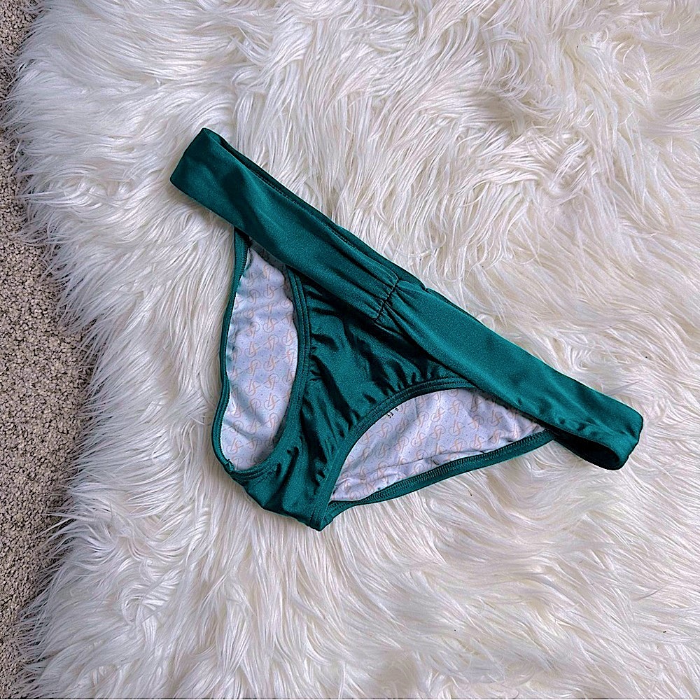 Victoria’s Secret Green Satin Bikini Bottom Size Small